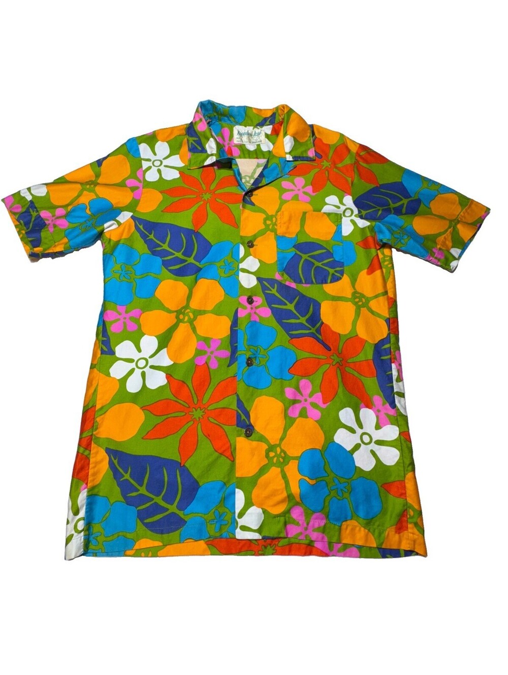 Rare Vintage Jantzen Kona Kai Shirt Mens M Floral 60s 70s Geometric Aloha